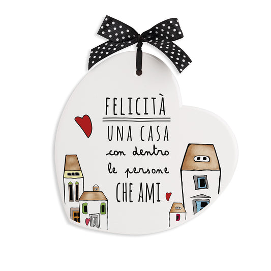 Formella Pensieri & Parole Cuore ''Felicità'' 14x14
