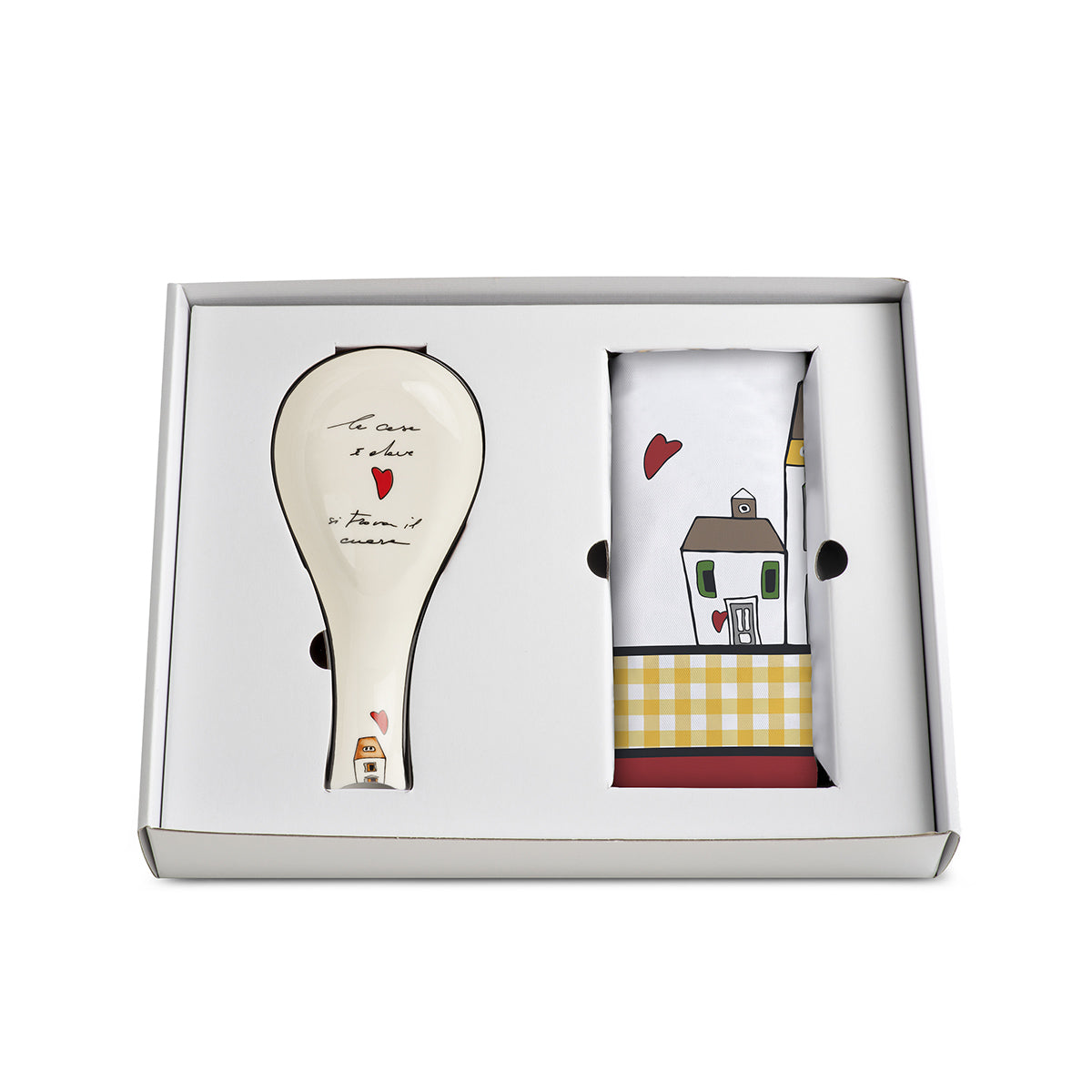 Set Canovaccio + Poggiamestolo Le Casette Rosso