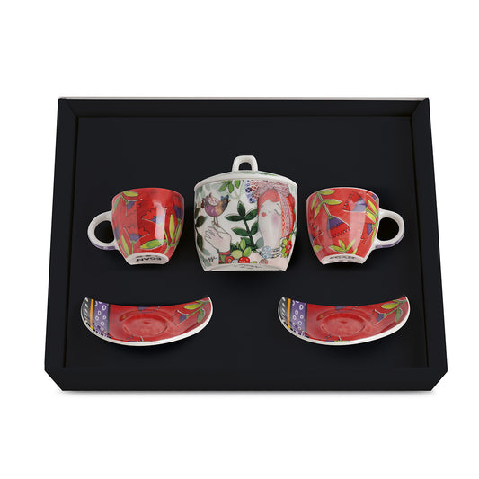 Set 2 tazze caffè + Zuccheriera Le Pupazze Rosso
