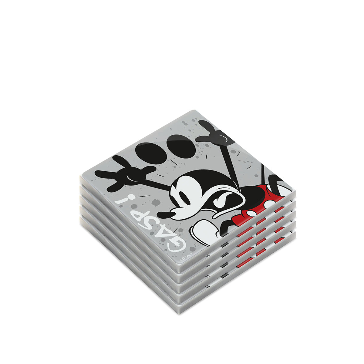 Set 5 Sotto Bicchieri Mickey Mouse I Am Grigio