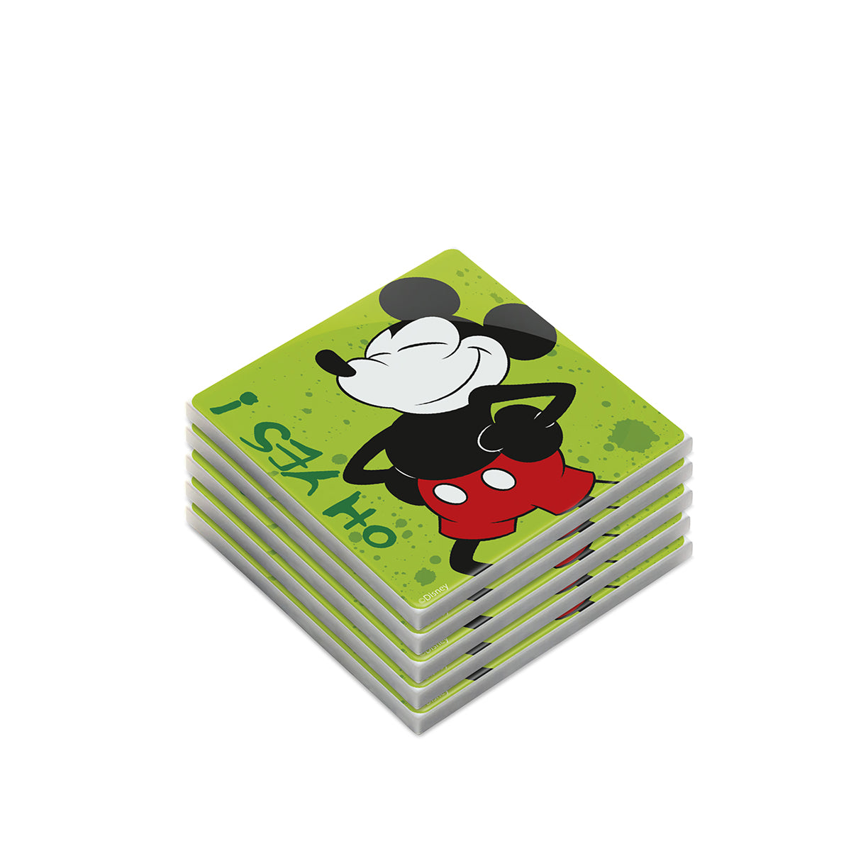 Set 5 Sotto Bicchieri Mickey Mouse I Am Verde