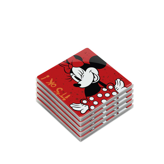 Set 5 Sotto Bicchieri Minnie Mouse I Am Rosso