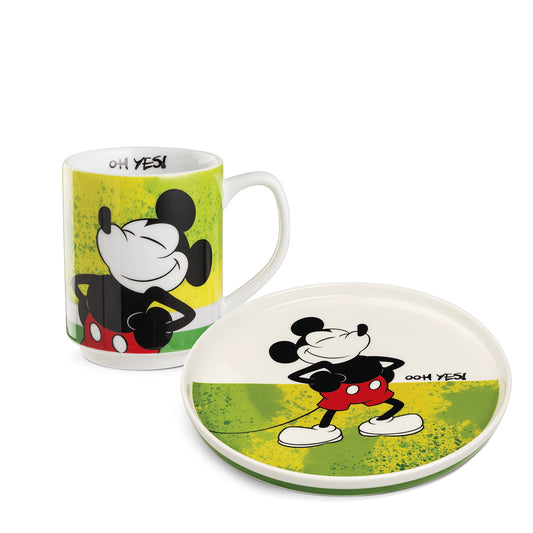 Piatto Dessert + Mug Imp. Mickey Mouse I Am Verde