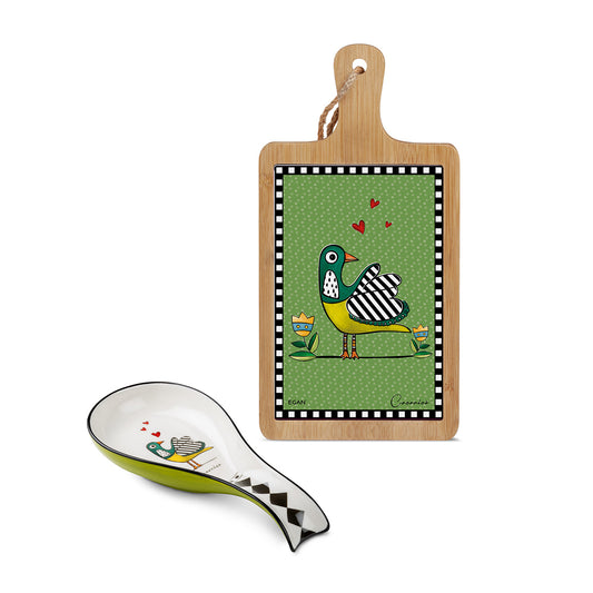 Set Tagliere + Poggiamestolo Cocoricò