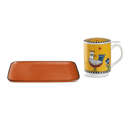 Set Cocoricò Arancione Vassoio + Tisaniera