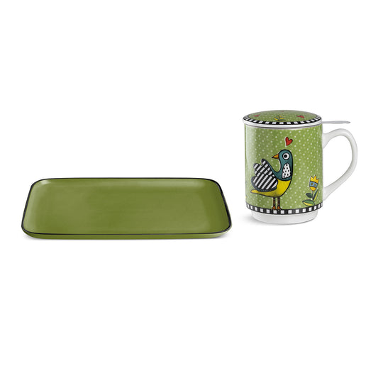 Set Cocoricò Verde Vassoio + Tisaniera