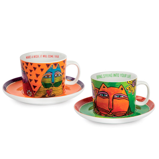 Set 2 Tazze Cappuccino L.Burch Verde/Arancione