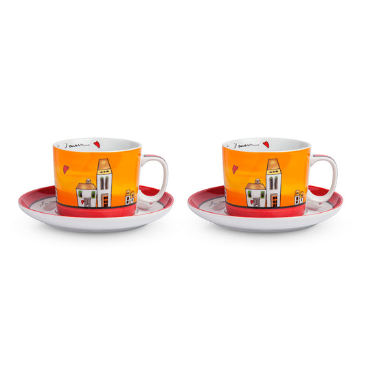 Set Tazze Colazione con piattini Le Casette Rot