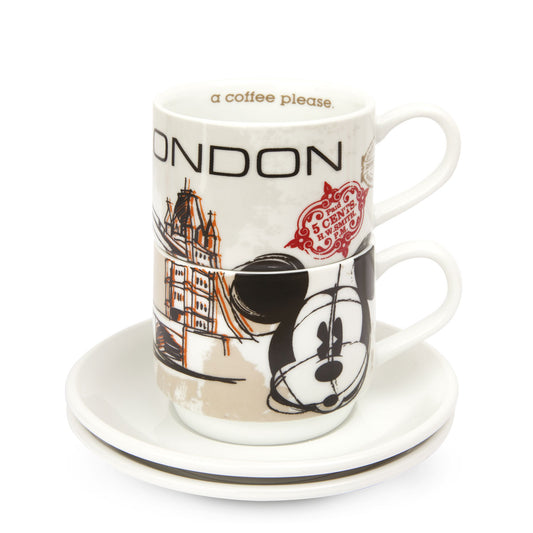 Set 4 Tazze Caffè Impilabili London con Metal Rack