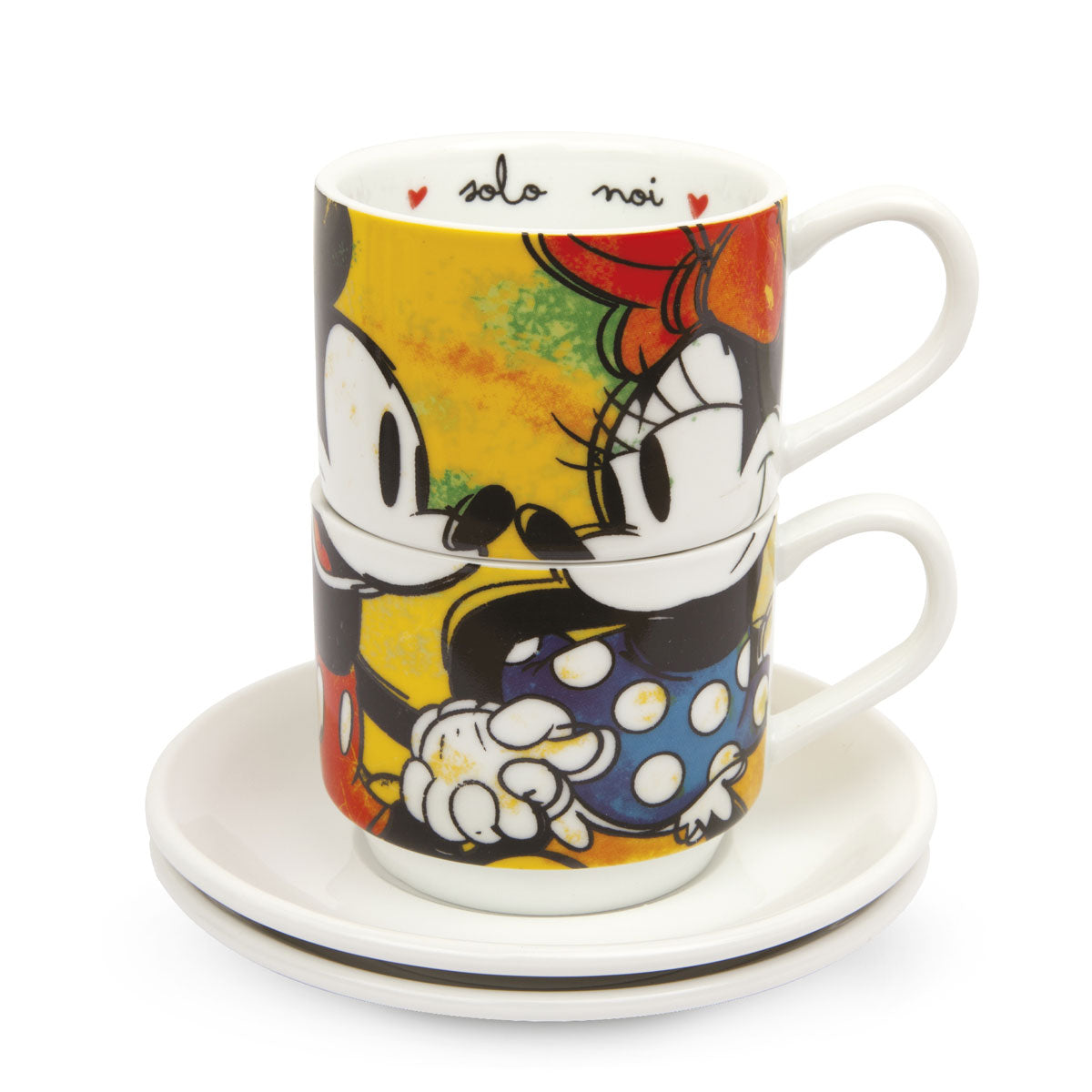 Set 2 Stackable Espresso Cups/Sugar Bowl/Placemat Green Mickey Mouse