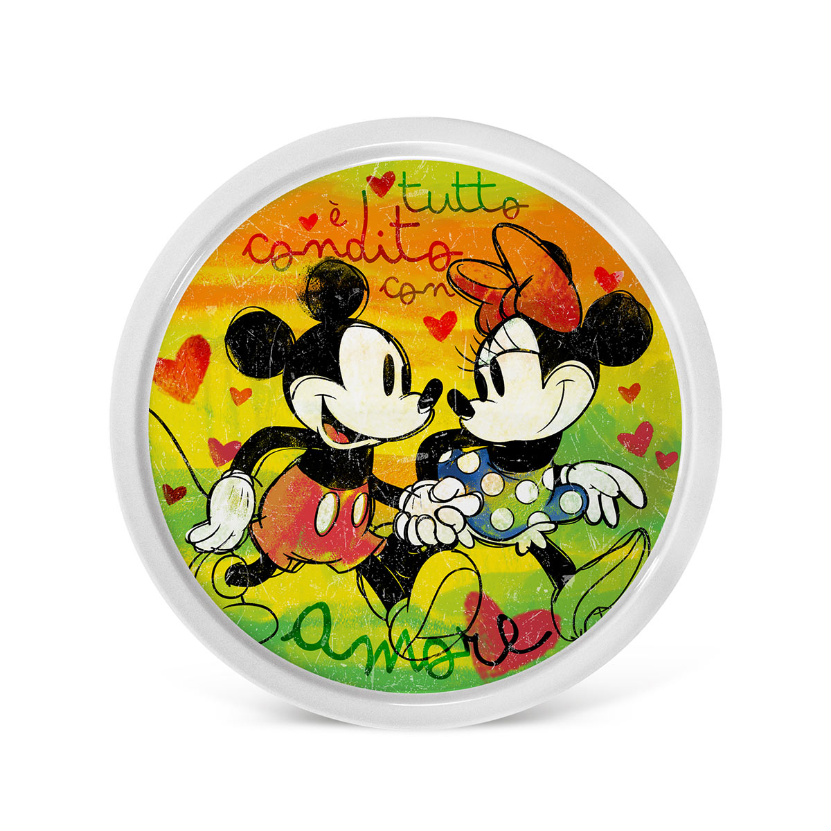 Set 2 Piatti Pizza Verde e Rosso Mickey e Minnie