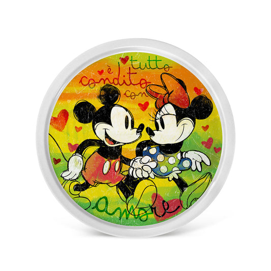 Set 2 Piatti Pizza Verde e Rosso Mickey e Minnie