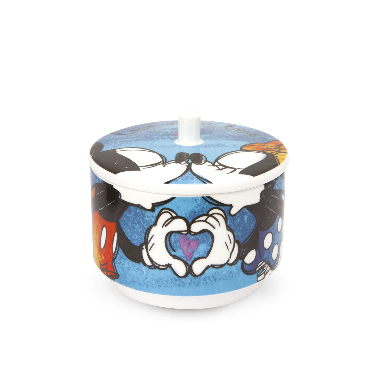 Set 2 Stackable Espresso Cups/Sugar Bowl/Placemat Mickey Mouse Blue