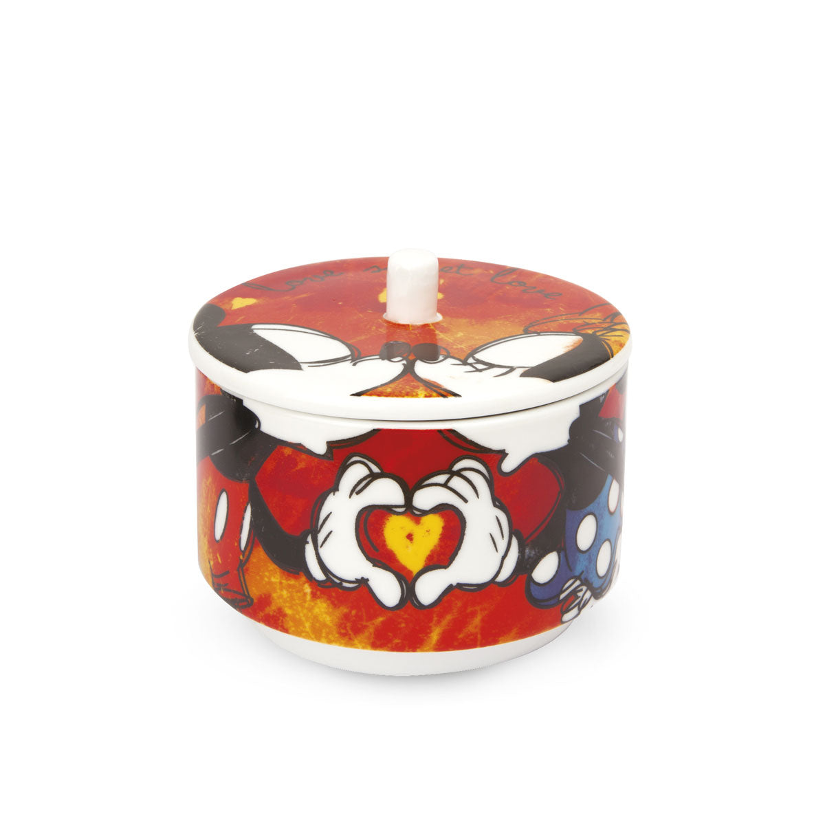 Set 2 Stackable Espresso Cups/Sugar Bowl/Placemat Red Mickey Mouse