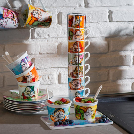 Set 7 Tazze Caffe 7 Nani con Metal Rack
