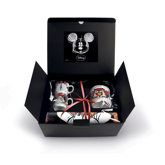 Set 2 Tazze Caffè Impilabili Mickey con Zuccheriera e Tovaglietta 
